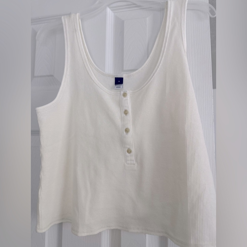 Thermal Knit Cropped Henley Tank